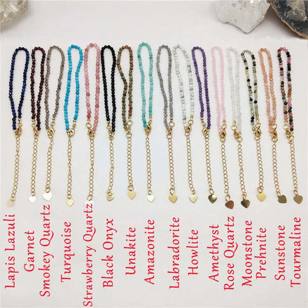 Handmade Jewelry Tiny 3mm Natural Stone Beaded Bracelets Adjustable Faceted Healing Crystal Beads Bracelet