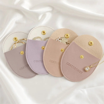 PUPPYSEW 8*8cm PU Leather Jewelry Pouch Bag Handmade Ring Bracelet Necklace Packing Bag Jewelry Leather Pouch Bag With Logo