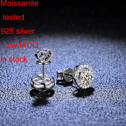 Exquisite Women's Advanced Style 925 Sterling Silver Moissanite Inlaid Earrings Gorgeous Style
