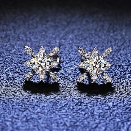 925 Silver Stud Earrings with 1Ct Lab Grown Diamond Moissanite Elegant Jewelry