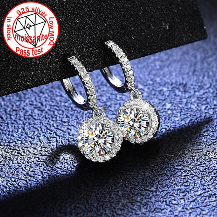 Moissanite Earrings S925 Silver LAB Diamond Earrings for Female Classic Square Earrings Quality D Color