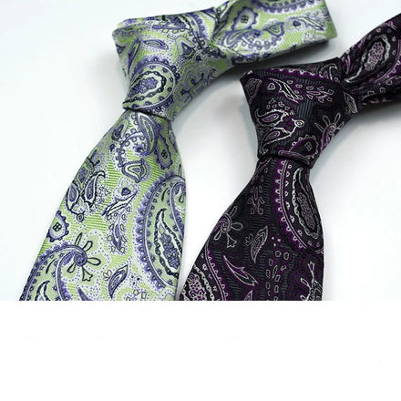 Wholesale Custom High Grade Ties Men Light Green Purple Cashew Business Paisley Neckties for Men