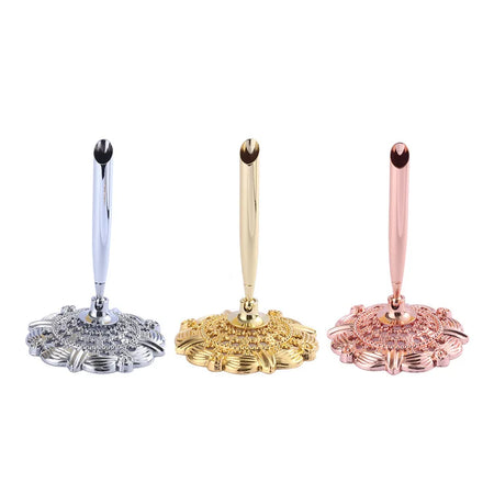 Hollow Round Desktop Silver Rose Golden Bright Novelty Custom Wedding Guest Book Gifts Pen Holder