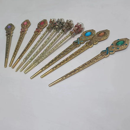 Personalized Vintage Metal Rhinestone Hairpin Chignon Bun Custom Hair Chop Stick Pins Chopsticks Pearl Hair Accessories Women