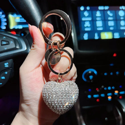 Portachiavi a Cuore Women Handbag Pendant Peach Heart Car Keychain Bling Shiny Full Crystal Rhinestone Heart Keychain