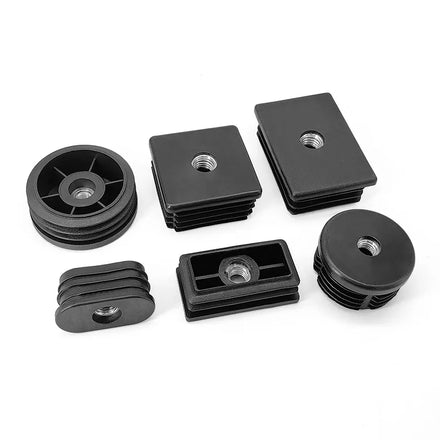 25mm Square Tube Insert Kit Adjustable Metal Legs Anti-Slip Leveling Feet Bed Height Regulating Screw M6 Nut End Plug Plastic