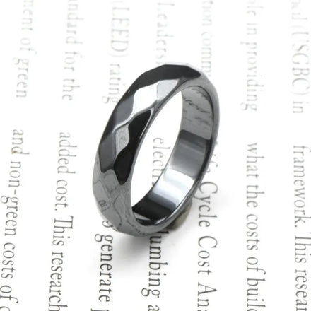 Factory Wholesale Stock Faceted 6mm Wide Various Size Non- Magnetic Hematite Ring for Men