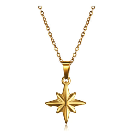 Women Creative Jewelry 18k Gold Plated Compass Stainless Steel Non Tarnish North Dainty Star Necklace Dainty North Star Necklace