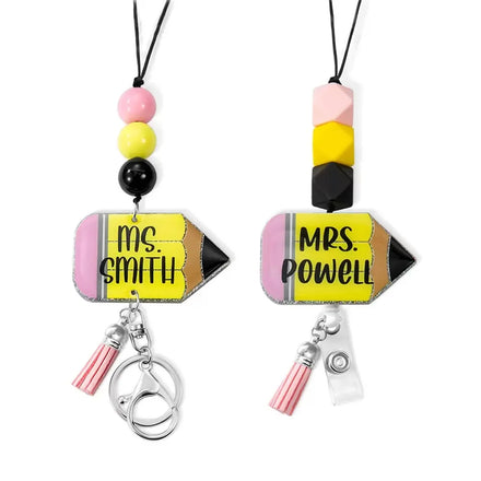 Personalized Beaded Teacher Lanyard Crayon Badge Reel Back to School GiftsTeacher Appreciation Gifts for Teacher