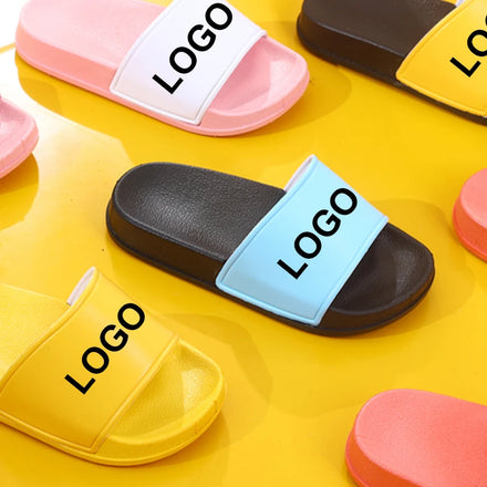 Custom Black PVC Beach Slippers with Logo Anti-Slip Waterproof Light Weight Cushioning Factory Direct Sale OEM Winter