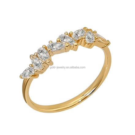 Simple Design Moissanite Rings AU585 14K Solid Yellow Gold Rings Wedding Engagement Finger Ring Customized Fine Jewelry
