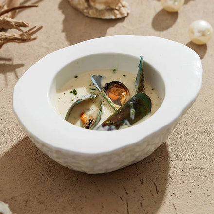 Ceramic Soup Bowl White Rock Surface Molecular Gastronomy Pasta Dessert Salad Bowls Cold Dish Bowl Restaurant Dinnerware Sets