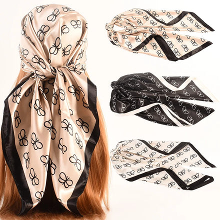 Wholesale Scarftop Headwraps for Women Vintage Silk Like Scarf 90*90cm Hijab Foulard Luxe Bandana Femme Headscarf