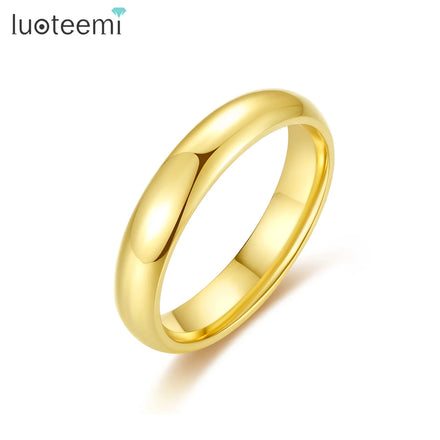 SP-LAM Stainless Steel Metal Promise Couple Gold Plated Jewelry 14K Wedding and Engagement Ring Set
