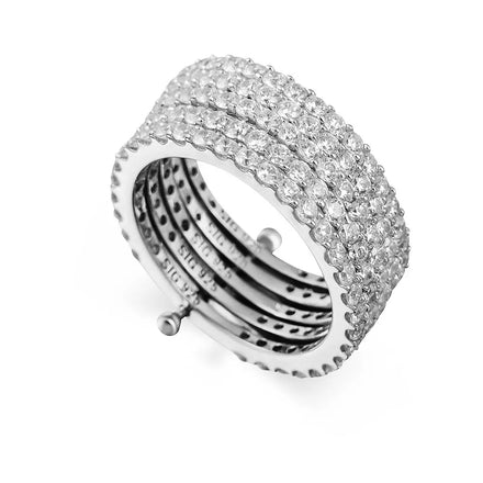 5pcs/set Trendy Silver Fine Jewelry Engagement Gift Party Women's Wedding Rings Couple Set with Pave Setting Zircon Stones