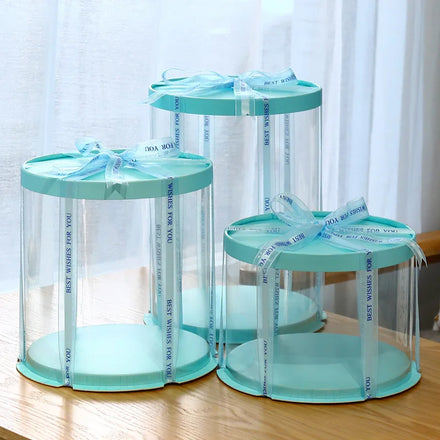Wholesale Food Box New Transparent Multi Size 6 8 12 Inch Round Cake Box for Baking Packaging