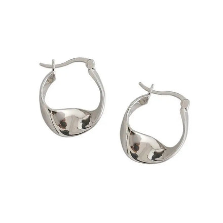 Irregular Curved Earrings 18k Gold Plated Screw Twisted Smooth Earrings Chunky Hoop Earrings for Women