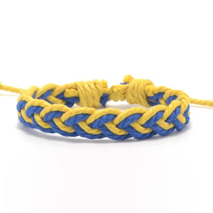Wholesale Classic Yellow&blue Ukrainnian Flag Handmade Rope Adjustable Bracelet Bangles Ukraine Flag Color Men Bracelet