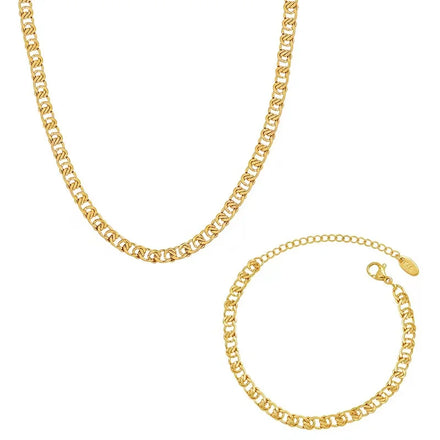 2PCS Necklace Bracelet Gold Plated Jewelry Set for Girls