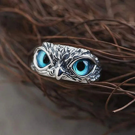 New Design Jewelry Fashion Finger Rings Open Adjustable Vintage Animal Evil Blue Eye Owl Rings for Women Men