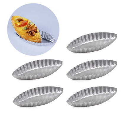 Small DIY Flower Boat Shape Egg Tart Mold Aluminum Cookies Fruit Cake Moulds for Kitchen Pudding Pastry Baking Decorating Tools