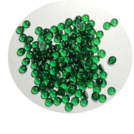 HQ GEMS 2-8MM Lab Grown Green Emerald Round Flatback Cabochon Gemstone