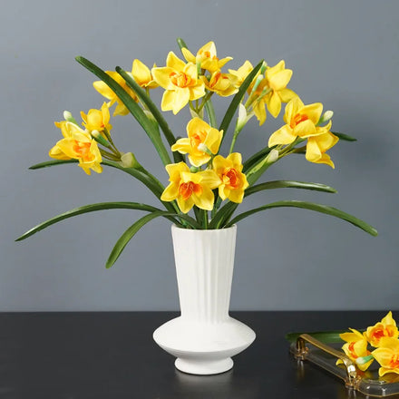 NEW Design 3 Heads Cloth Narcissus Flower Home Decor Artificial Daffodil