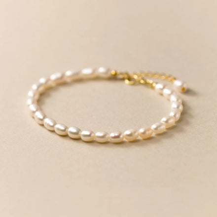 S5368 Dainty 925 Sterling Silver Natural Freshwater Bracelet Cultured Pearl Adjust Chain Bracelets for Women Girl Mom