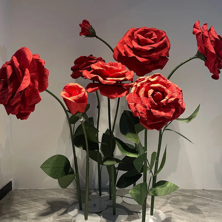 Wholesale Handmade Giant Crepe Paper Rose Flowers Stand for Wedding Party Event Stage Road Lead Decorations