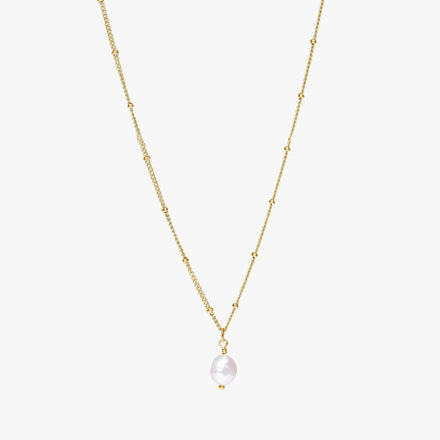 Fashion Stainless Steel Chain Charm Baroque Necklace Gold Plated Freshwater Pearl Pendant Necklace for Women