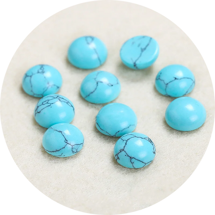 4\6\8\10\12MM Gemstone Cabochons Natural Turquoise Synthetic Stone Beads for Earring Necklace Bracelet
