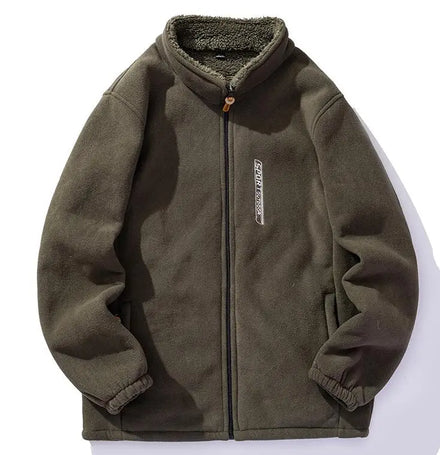 Customized Warm Comfortable Zip Sherpa Jacket Winter Stand Collar Polyester Custom Winter Fleece Jacket Men