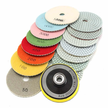 16pcs Diamond Polishing Pads Kit Wet/Dry 4 Inch 100mm for Stone Concrete Granite Marble Polishing Use Grinding Discs Set