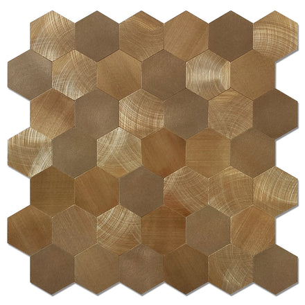 Factory Wholesale Hexagon Style Wear-Resistant Self Adhesive Metal Mosaic Copper Vinyl Wall Tile Waterproof for Kitchen Bathroom
