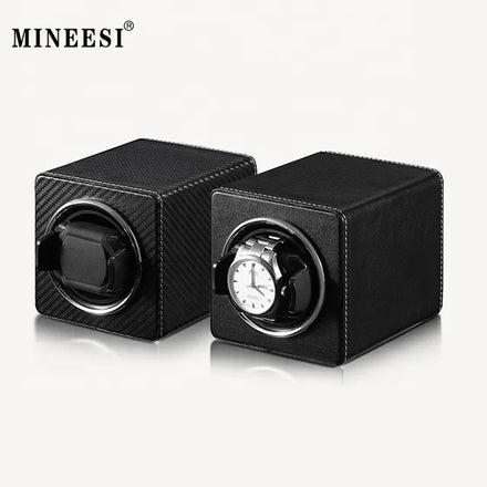 MINEESI Mini 1 Portable Handmade Luxury 1-Slot Automatic Watch Winder Multi-Color Leather Storage Box