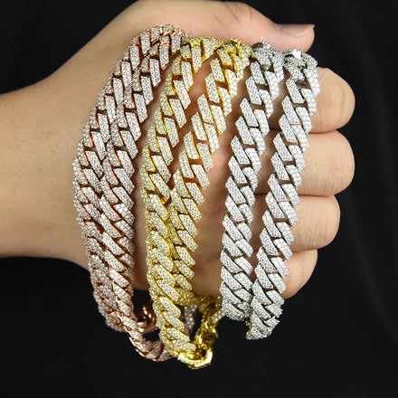 Wholesale Trendy HIPHOP Chain 925 Sterling Silver Moissanite Cuban Chain VVS Diamond Moissanite Necklace Jewelry