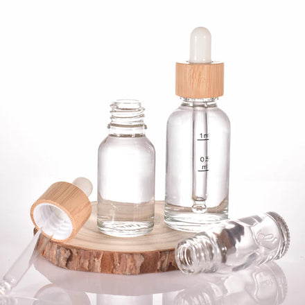 Clear Glass Essential Oil Dropper Bottle 10ml 20ml 30ml 50ml 100ml Sizes Screen Printing for Skin Care Serum