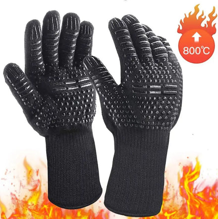 LIS HOME Printed Heat Resistant BBQ Gloves for Grill Cooking Kitchen Oven Use