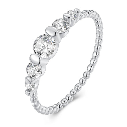 925 Sterling Silver Simple Shiny Zircon Finger Ring for Women Engagement Anniversary Gift Eternity Band Fine Jewelry BSR344