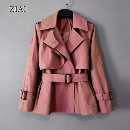 Short Trench Coat Women's Early Spring New Silhouette Light Luxury Windbreaker Chameleon Small Coat Loose Trench Coat Women