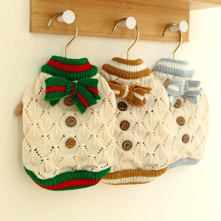 Christmas Pet Accessories Dog Jumper Dress for Chihuahua Pet Clothes Knitted Pet Dog Sweater With Bow Tie Dog Clothes