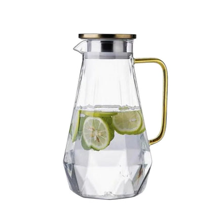 2.0L clear Glass Borosil Water Glass Jug with Golden Lid for Milk Pitcher