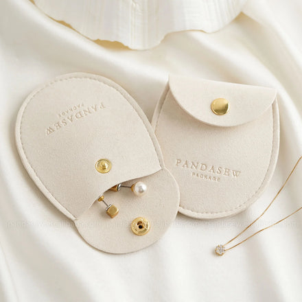 PandaSew Custom Logo Luxury 1.4mm Microfiber Ring Necklace Earrings Gift Package Button Bag Jewelry Pouch