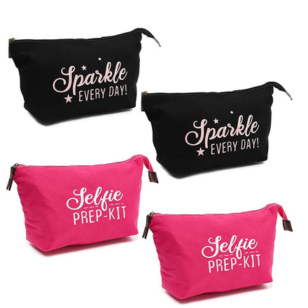 With Zipper and Logo Printed Inside With Lining Cotton Canvas Pouch Cosmetic Makeup Bag for Travel Toiletry