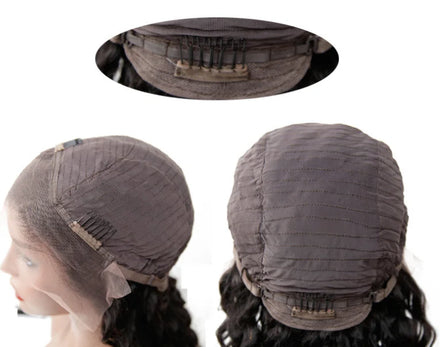 SH Natural Black 150% 10-28 Inches Water Wava Human Hair Lace Front Wig for Women