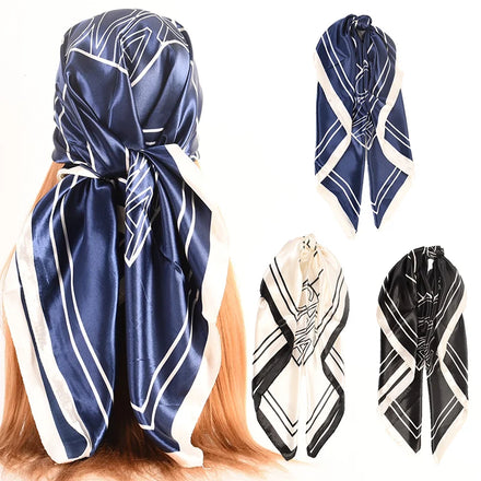 Wholesale Silk Fashion Scarf Custom Printing logo Lady 90*90cm Large square Scarves Satin 100% Polyester Shawl Hijab