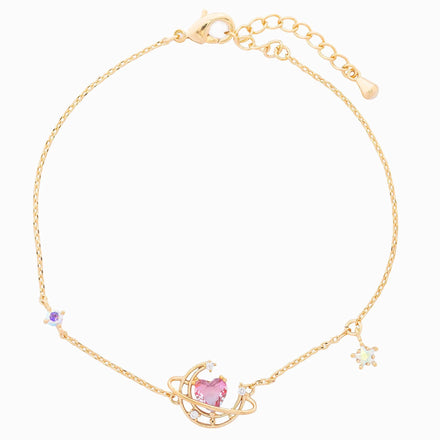 Korean Heart Moon Star 18k Gold Girls Bracelet Small Design Simple Trend Copper Hand Jewelry Zircon Bracelet for Women