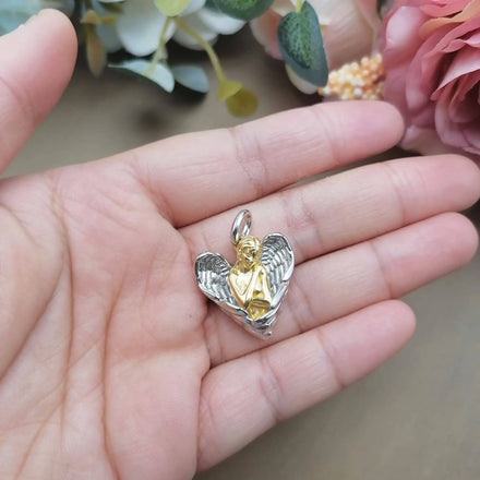Big Discount Wholesale S925 Silver Heart Wing Prayer Shape Pendant Angel Pendant for Necklace Making
