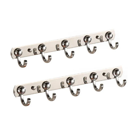 Wholesale Stainless Steel Coat Hook Rack 5 Aluminum Alloy Hooks Wall Mounted Eco-Friendly Storage for Home Hotel Bathroom Use