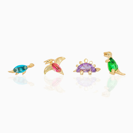 Zuola Fashion Earring Colorful Zircon 18K Gold Plated Animal Dinosaur Studs Earring 925 Silver Posts Cute Earring for Girl Gift